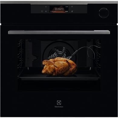 Electrolux Духовой шкаф электрический, 72л, А+, пар, дисплей, конвекция, пиролиз, ф-ция пароварки, телескопические направляющие, черный KOCBP39H фото