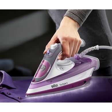 Braun Праска TexStyle 5, 2700Вт, 300мл, паровий удар -200гр, керам. підошва, біло-фіолетовий (376418) SI5037VI фото