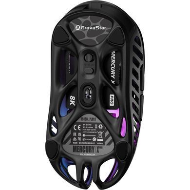 Мышь GravaStar Mercury X Pro, 8K, BT/WL/USB-A, RGB, чорний GSXPRO_BLK фото