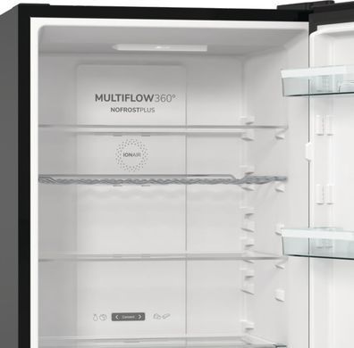 Gorenje Холодильник с нижн. мороз. камерой 185х60х60см, 2 дв., 204(96)л, А++, NoFrost+ , LED дисплей, Зона св-ти, черный NRK6192ABK4 фото