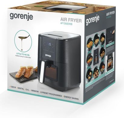 Мультипечь Gorenje 1350Вт, чаша-5.4л, сенсорное управл., 8 авто. программ, пластик+металл, черный (379431) AF1350DWB фото