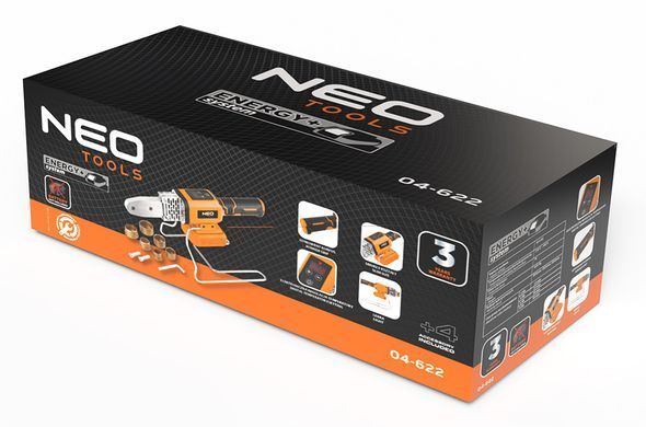 Аккумуляторный сварочный аппарат для труб NEO TOOLS 04-622, 18 В, 300 Вт, с ЖК-дисплеем, без АКБ и ЗУ