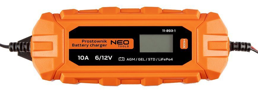 Зарядное устройство для аккумуляторов Neo Tools 11-893-1, 6/12В, 10 А/160 Вт (STD, AGM, GEL, LiFePO4) 11-893-1 фото