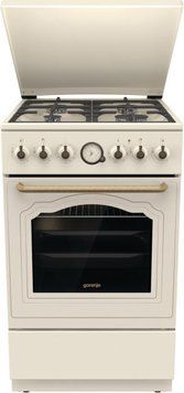 Gorenje Плита комбінована, 70л, 50x60см, дисплей, газ-контроль, чавун, слонової кістки (370101) GKS5B70CLI фото