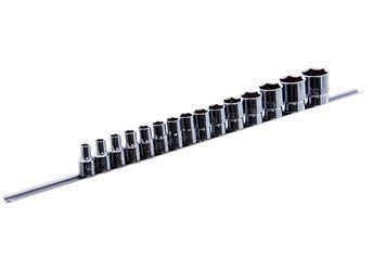 Набор 12-гранных головок на планке TOPTUL 12-гр. 1/2" 15ед. 8-32мм GAAQ1603U-12
