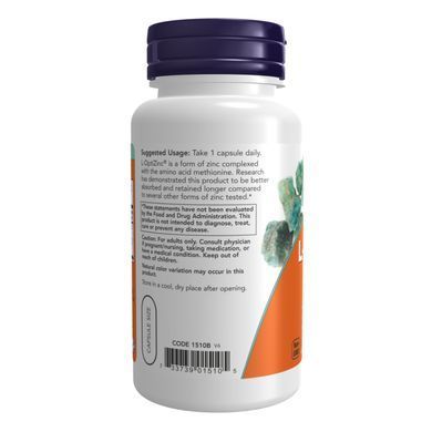 L-Optizinc(R) 30mg+Copper - 100 vcaps Now Foods