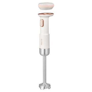 Блендер Sencor погружной Pulse, 180Вт, 4в1, чаша-700мл, беспроводной, USB-C, капучинатор, бело-розовый (391979) SHB9130WH фото