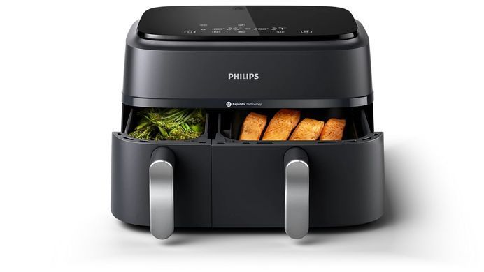 Philips Мультипіч Ovi Dual 2750Вт, чаша-6+3л, сенсорне управл., 2 контейнера,8 авто. Програм, пластик, чорний (379656) NA351/00 фото
