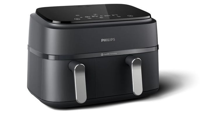 Philips Мультипіч Ovi Dual 2750Вт, чаша-6+3л, сенсорне управл., 2 контейнера,8 авто. Програм, пластик, чорний (379656) NA351/00 фото