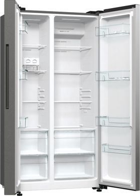 Gorenje Холодильник SBS 179х67х92см, 2 двері, 356( 191)л, А++, NF+, Інв. , зона св-ті, зовн. диспл, матовий сірий (365420) NRR9185EAXL фото