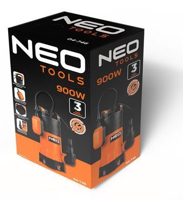 Погружные насосы для грязной воды Neo Tools 04-746, 900 Вт, макс. напор 9м, 16000 л/ч 04-746 фото