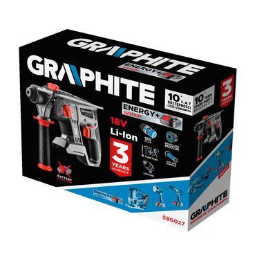 Акумуляторний перфоратор GRAPHITE 58G027 18V SDS Plus, безщітковий, 2.2 Дж, Energy+ 58G027 фото