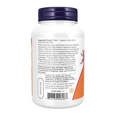 Комплекс Цинк, C и Д3 Now Foods (C-1000 Zinc & D-3) 100 капсул