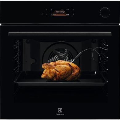 Electrolux Духова шафа електрична, 72л, А+, пара, дисплей, конвекція, піроліз, ф-ція пароварки, телескопічні напрямні, чорний (378804) EOC8P39WZ фото