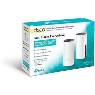 Домашня Mesh Wi-Fi система (2шт у комплект)AC1200 Hybrid Mesh Wi-Fi Powerline/2xGb LAN Ports TP-LINK Deco P9(2-pack)