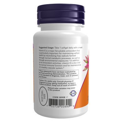 Вітамін E зі змішаними токоферолами Now Foods (Vitamin E-400) 400 МО 100 капсул