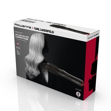 Rowenta Фен-щітка Karl Lagerfeld Activ Keratin&Shine, 1000Вт, 2 режими, іоніз-я, чорний (375677) CF952LF0 фото