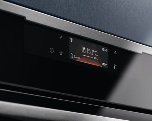 Electrolux Духова шафа електрична, 72л, A+, дисплей, конвекція, піроліз, телескопічні напрямні, чорний+нерж (368035) KOEBP39WX фото