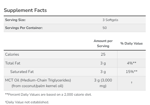 Масло МСТ Now Foods (MCT Oil) 1000 мг 150 гелевых капсул