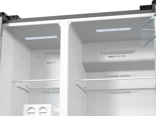 Gorenje Холодильник SBS 179х67х92см, 2 двері, 356( 191)л, А++, NF+, Інв. , зона св-ті, зовн. диспл, матовий сірий (365420) NRR9185EAXL фото