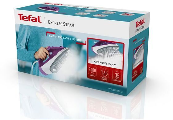 Tefal Праска Express Steam, 2400Вт, 270мл, паровий удар -165гр, постійна пара - 35гр, керам. підошва, фіолетовий (337029) FV2836E0 фото