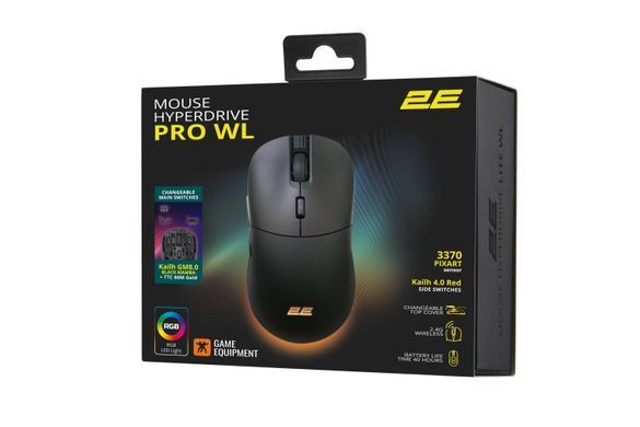 2E Gaming Миша HyperDrive Pro WL, RGB Black (351783) 2E-MGHDPR-WL-BK фото