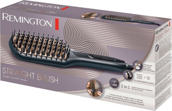 Remington Щетка-выпрямитель Straight Brush, 62Вт, темп.режимов-3, 150-230С, ионизация, керамика, серый CB7400 фото