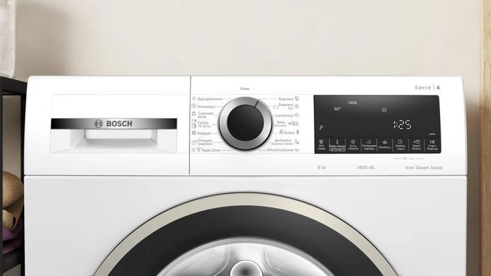 Bosch Пральна машина фронтальна, 9кг, 1400, A+++, 59см, дисплей, білий (375273) WGA14400UA фото
