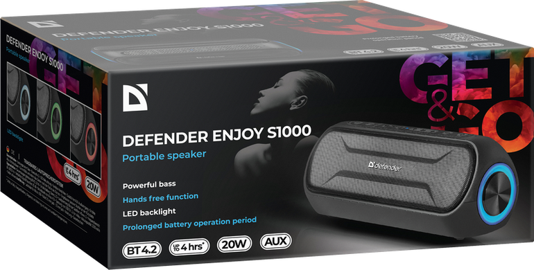 Портативная акустика DEFENDER (65688) Enjoy S1000 20Вт, black 65688 фото