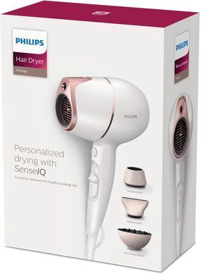 Фен Philips Prestige, 1800Вт, режимов-3, дифузор, хол. обдув, екорежим, хол.обдув, бело-розовый BHD628/00 фото