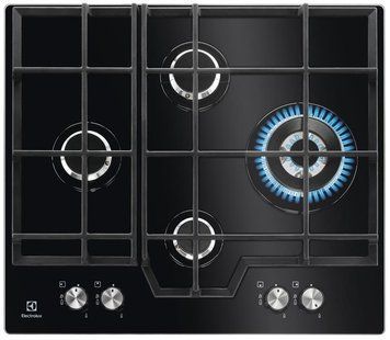 Electrolux Варочная поверхность газ на стекле, 60см, чугун, черный KGG6456K фото