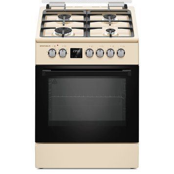 Плита газоэлектр. FD661234BE 60см. бежевая, дисплей, чугунная решетка (GRUNHELM) 133510 фото