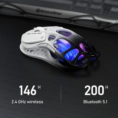 Миша GravaStar Mercury M1 Pro, BT/WL/USB-A, RGB, чорно-білий (391250) GRAVASTARM1PRO_GBLK фото