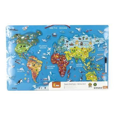 Магнитный пазл Viga Toys Карта мира с маркерной доской на английском (44508EN) dt_9117 фото