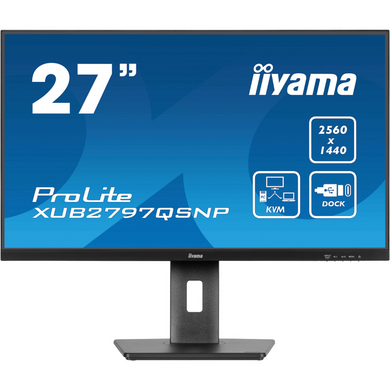 27" 16:9 IPS РК монітор, 2560х1440, 1 мс (MPRT), 100 Гц, Adaptive Sync, KVM свіч, 1xHDMI 2.0/1xDP 1. IIYAMA XUB2797QSNP-B1 3727964 фото