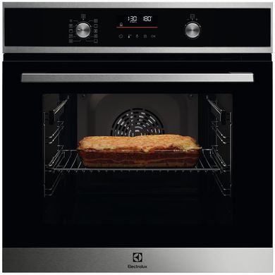 Electrolux Духовой шкаф электрический, 65л, A+, дисплей, конвекция, пиролиз, телескопические направляющие, черный EOF6P76BX фото