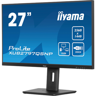 27" 16:9 IPS РК монітор, 2560х1440, 1 мс (MPRT), 100 Гц, Adaptive Sync, KVM свіч, 1xHDMI 2.0/1xDP 1. IIYAMA XUB2797QSNP-B1 3727964 фото