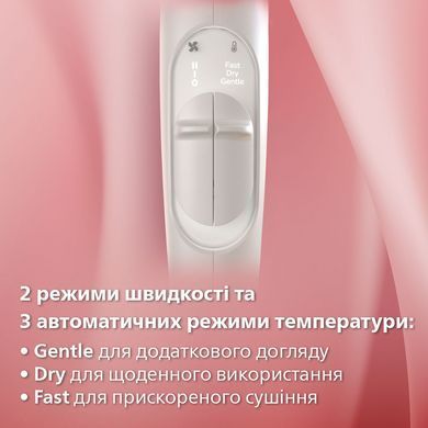 Фен Philips Prestige, 1800Вт, режимов-3, дифузор, хол. обдув, екорежим, хол.обдув, бело-розовый BHD628/00 фото