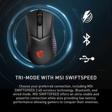 MSI Мышь Clutch GM51 LIGHTWEIGHT WIRELESS, RGB, WL, чёрный S12-4300080-C54 фото