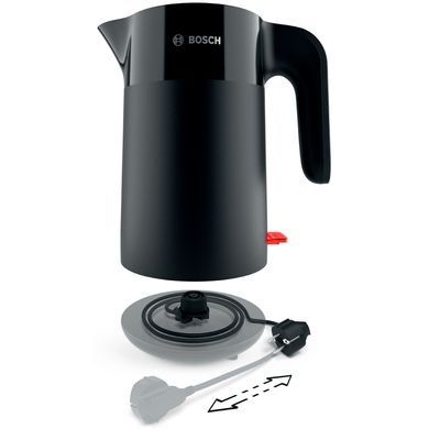 Електрочайник Bosch 1.7л, пластик, чорний (374962) TWK2M163 фото