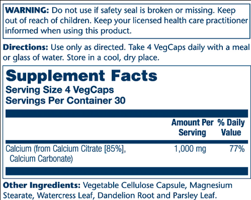 Calcium Citrate 1000mg - 120 vcaps Solaray