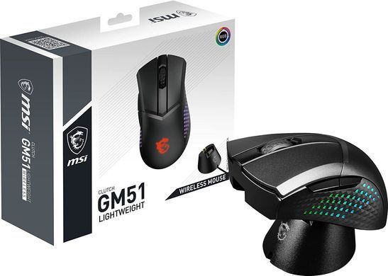 MSI Мышь Clutch GM51 LIGHTWEIGHT WIRELESS, RGB, WL, чёрный S12-4300080-C54 фото