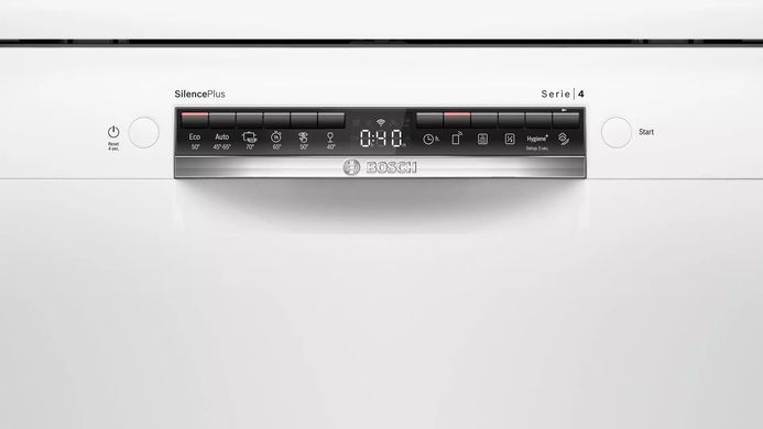 Bosch Посудомийна машина, 13компл., A+, 60см, дисплей, 3й кошик, білий (370501) SMS4HMW65K фото