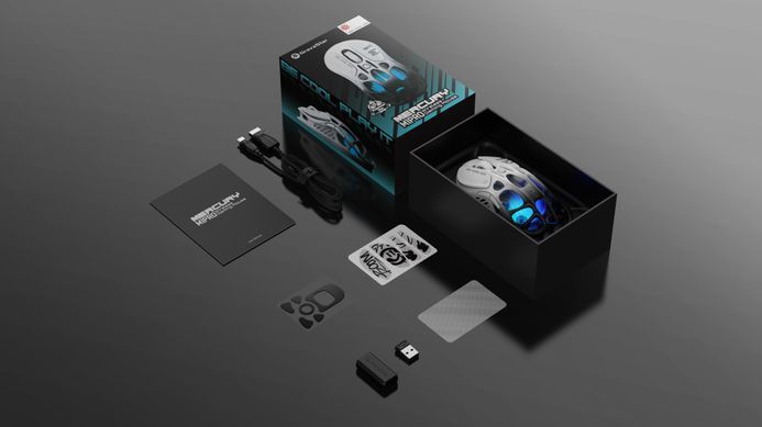 Миша GravaStar Mercury M1 Pro, BT/WL/USB-A, RGB, чорно-білий (391250) GRAVASTARM1PRO_GBLK фото