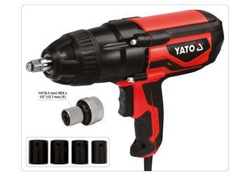 Гайковерт ударный сетевой YATO: 1/4" HEX x 1/2" F, 1020Вт, 600Нм, 2600 об/мин +4 головки и кейс YT-82021 фото