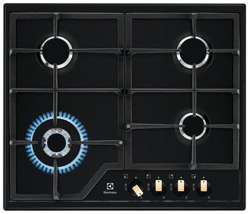 Electrolux Варочная поверхность газовая, 60см, чугун, черный мат. KGS6436RK фото