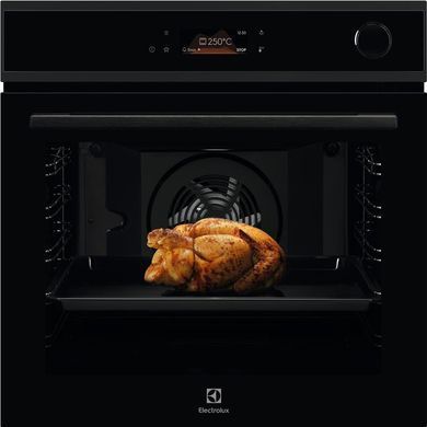 Electrolux Духова шафа електрична, 72л, А+, пара, дисплей, конвекція, піроліз, ф-ція пароварки, телескопічні напрямні, чорний (378908) EOC8P39H фото