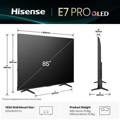 LED-телевизор Hisense 85E7Q PRO (7134221) 20015896 фото