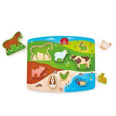 Деревянная рамка-вкладыш Hape Зверята на ферме с фигурками (E1454) dt_12196 фото