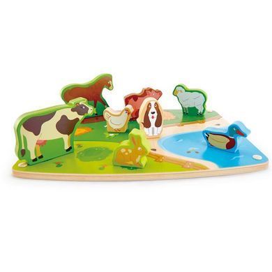 Деревянная рамка-вкладыш Hape Зверята на ферме с фигурками (E1454) dt_12196 фото